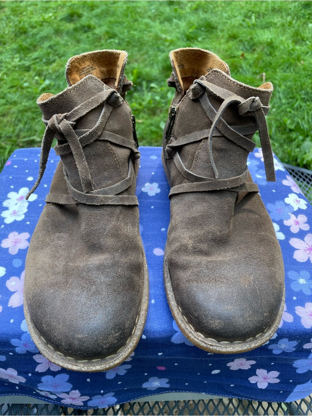 Børn Tarkiln Leather/Suede Wrap Ankle Booties Size 8/Euro 39 - Picture 2 of 7